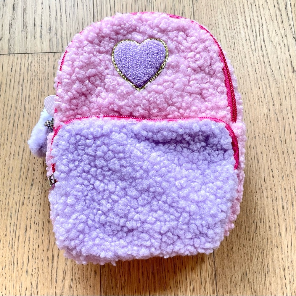 Girl’s Pink Teddy Plush Backpack For Cute Adventures 7”x9”